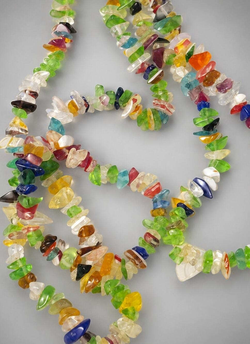 Colorful Long Glass Nugget Necklace Wear or Crafts 31" Beach Chic blu03-38